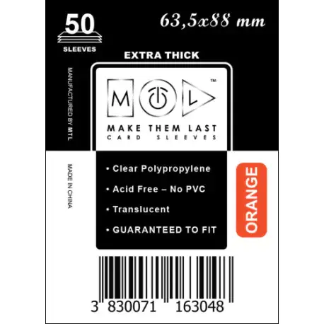Kedvezményes ár MTL kártyavédő narancs hátlappal (63,5x88mm, 50 db/csomag)